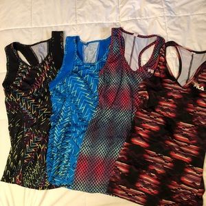 2 Reebok and 2 Fila Racerback Tank Tops
